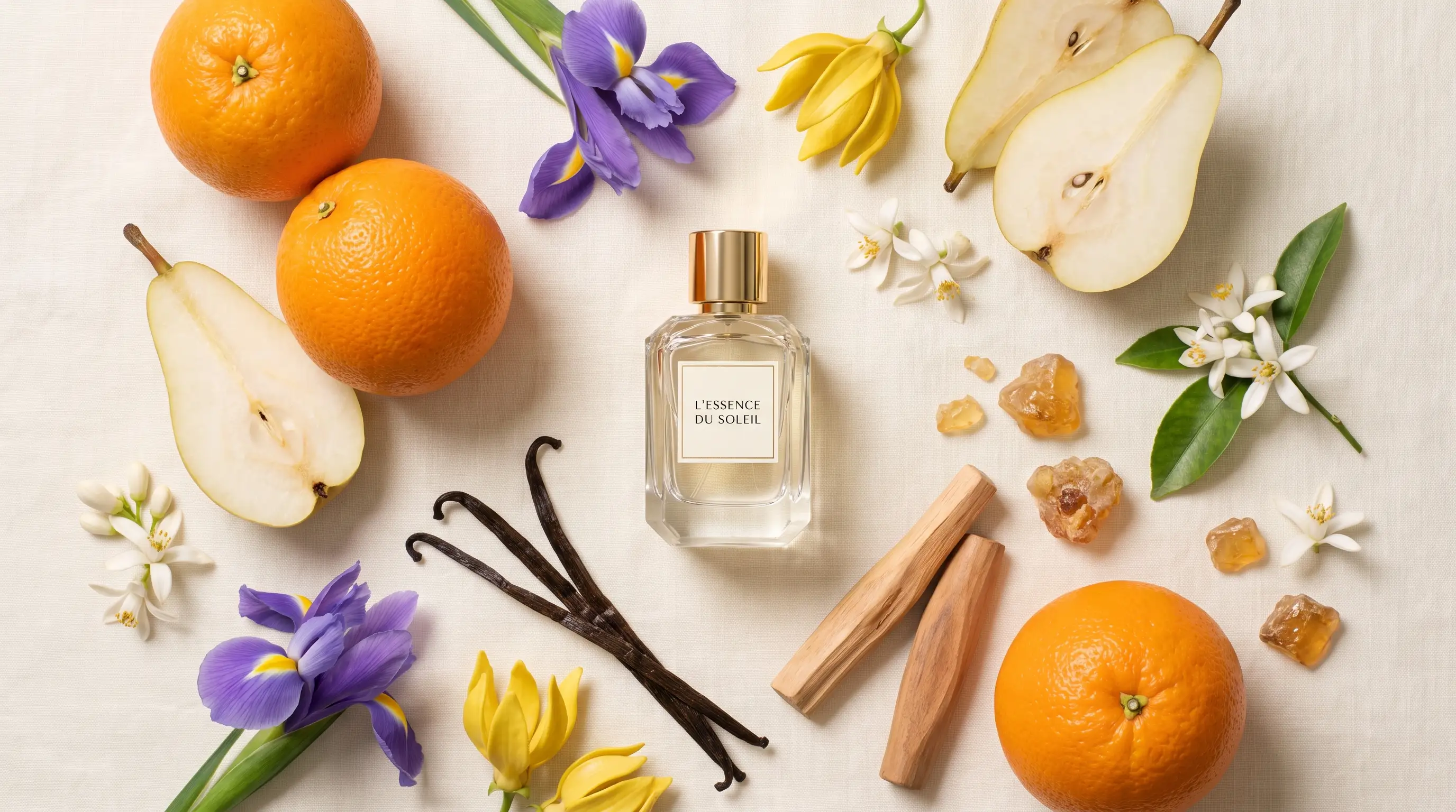 Fragrance notes of Parfums de Marly Safanad including orange blossom, iris and vanilla